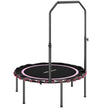 Pink 40-inch foldable bungee fitness trampoline with adjustable handrail