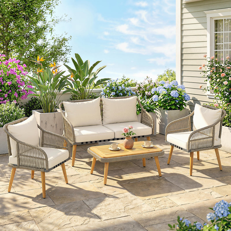 Cream rattan sofa set – image 2