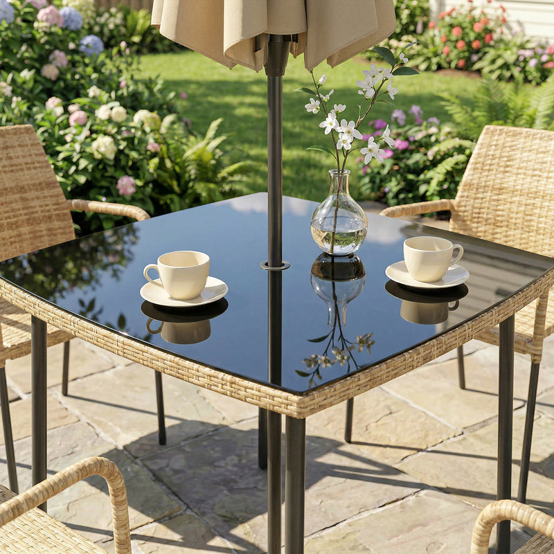 Rattan dining set with parasol – image 10
