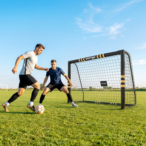 SPORTNOW Football Goal, 8 x 5ft Portable Football Net with EPE Foam Padding, PVC Tube Covers Ground Stakes and Metal – view 2