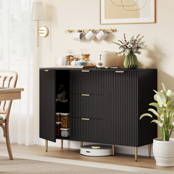 Fluted sideboard with 3 drawers – image 2