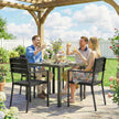 Outsunny Stackable Garden Chairs Set of 4, Garden Dining Chairs with Slatted HDPE Seat Back, Armrests, Metal Frame – view 9