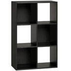 Industrial Style Storage Shelf, Bookcase, Bookshelf with 6 Compartments, for Living Room, Home Study, Black Wood Effect