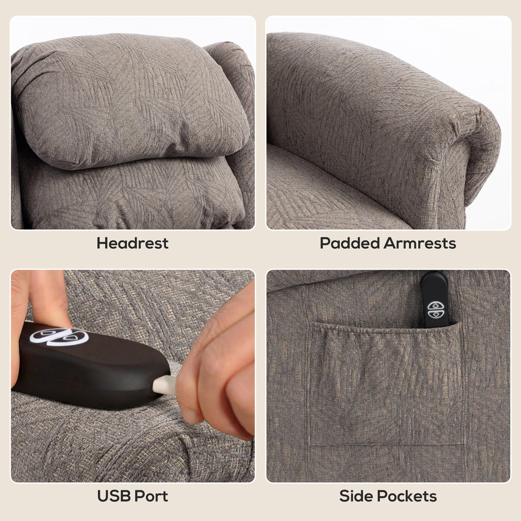 Velvet-Feel Electric Riser Recliner Chair, Power Lift Recliner Chair for Elderly with Remote Control, Dark Grey