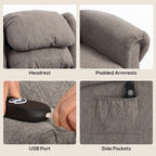 Velvet-Feel Electric Riser Recliner Chair, Power Lift Recliner Chair for Elderly with Remote Control, Dark Grey