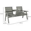 Outsunny Fir Wood Convertible 2 to 3 Seater Outdoor Garden Bench Grey – view 4