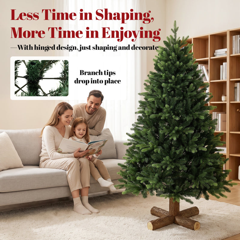 5ft Christmas tree with fir wood base – image 6