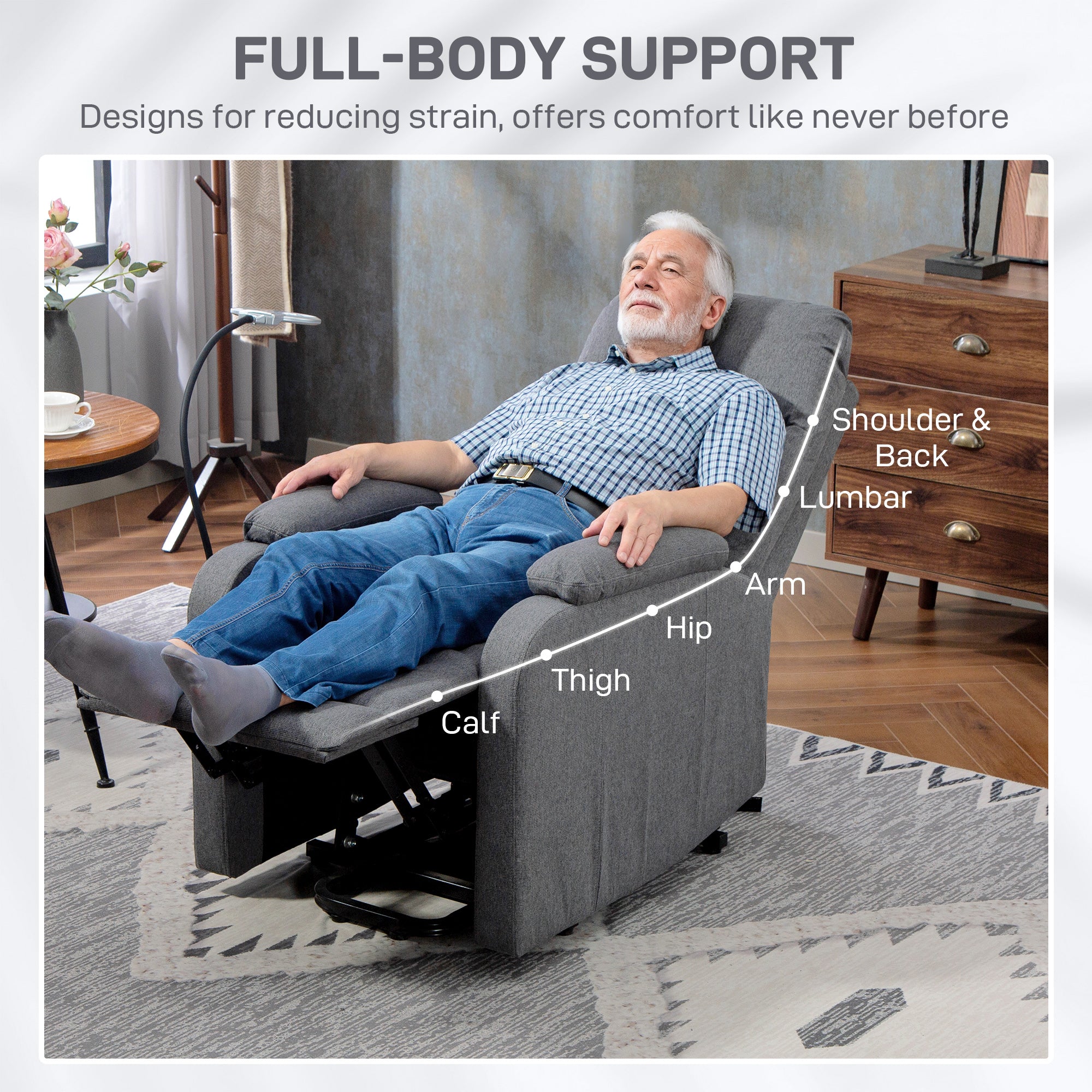 Electric Rise/Recline Armchair, with Reading Light - Grey