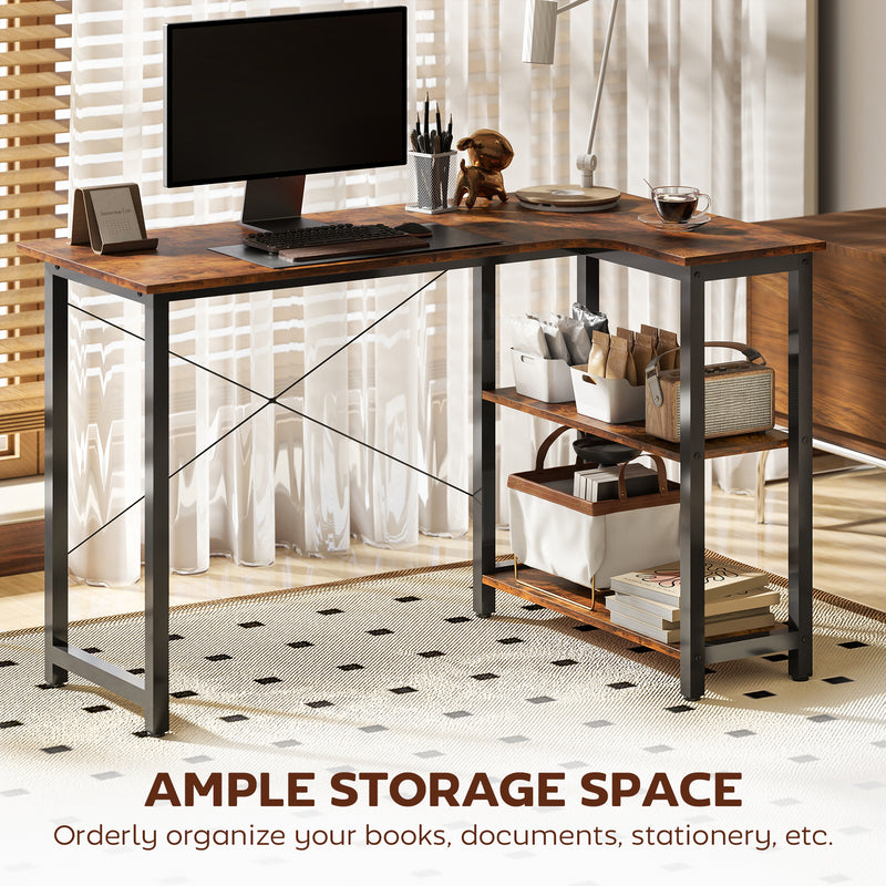 L-shaped corner desk – rustic brown – image 5