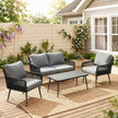 4-piece wide-seat rattan set, black – image 10