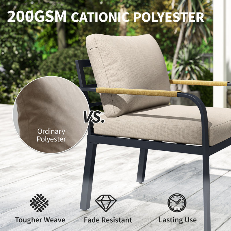 Outsunny 7 Seater Garden Furniture Set, Metal Garden Sofa Set with Cushions, Outdoor Furniture Conversation Sets, Khaki – view 5