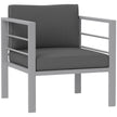 Outsunny Garden Sofa, All-Weather Garden Single Sofa with Removable Cushions, Metal Frame Outdoor Furniture for