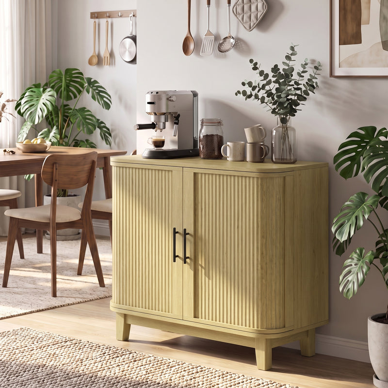 HOMCOM 80cm Sideboard Buffet Cabinet, Storage Cabinet with 2 Curved Doors, Adjustable Shelf and Legs for Dining Room – view 8