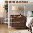 HOMCOM Elegant Two-Drawer Bedside Table - Walnut Brown – view 4