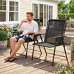 Outsunny Folding Garden Chairs Set of 2, Outdoor Dining Chairs with Wide Texteline Seat, High Back and Armrests, Black – view 10