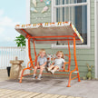 AIYAPLAY Kids Porch Swing, 2-Seater Patio Swing Bench Hammock with Seat Belts, Adjustable Canopy for Garden, Orange – view 2