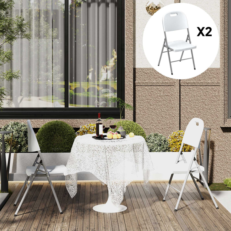Outsunny Set of Two Foldable Outdoor Chairs - White – view 7