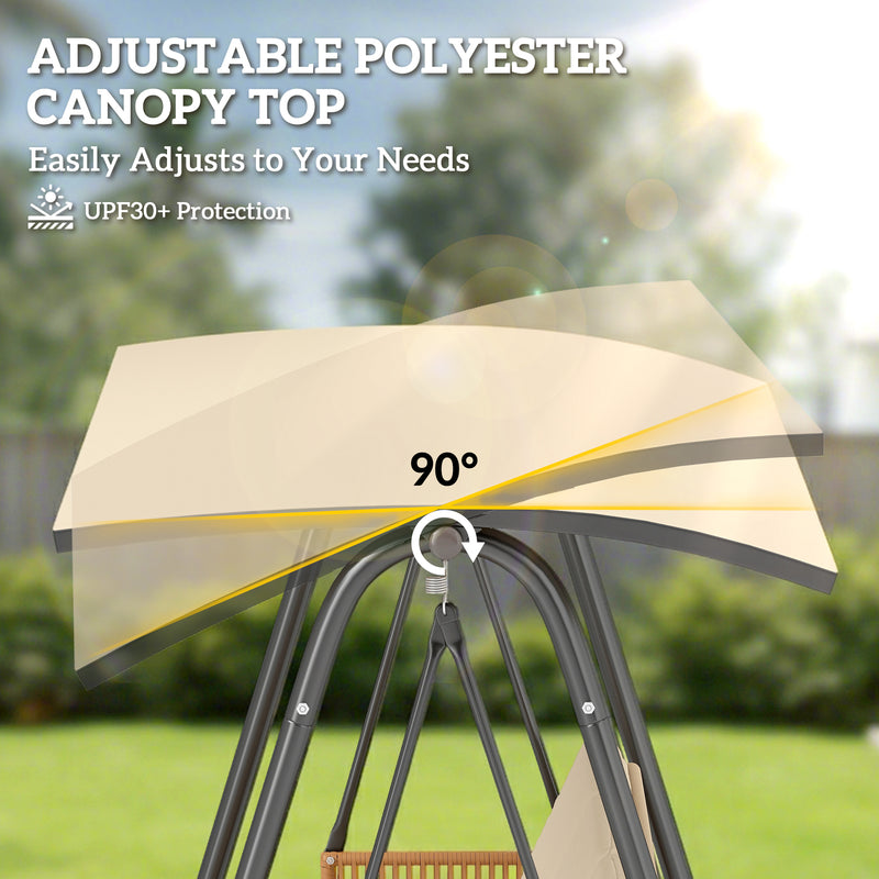 Outsunny 3 Seater Swing Chair with Adjustable Canopy, 360 kg Garden Swing Seat Outdoor Hammock Bench with Cushions – view 6