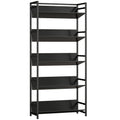 Bookshelf 5-Tier Metal Frame Bookcase Storage Shelves for Living Room Black