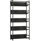 Bookshelf 5-Tier Metal Frame Bookcase Storage Shelves for Living Room Black