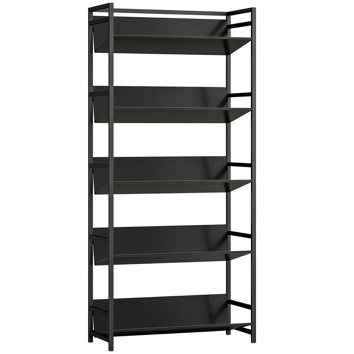 174 cm 5-Tier Metal Frame Bookcase – Black