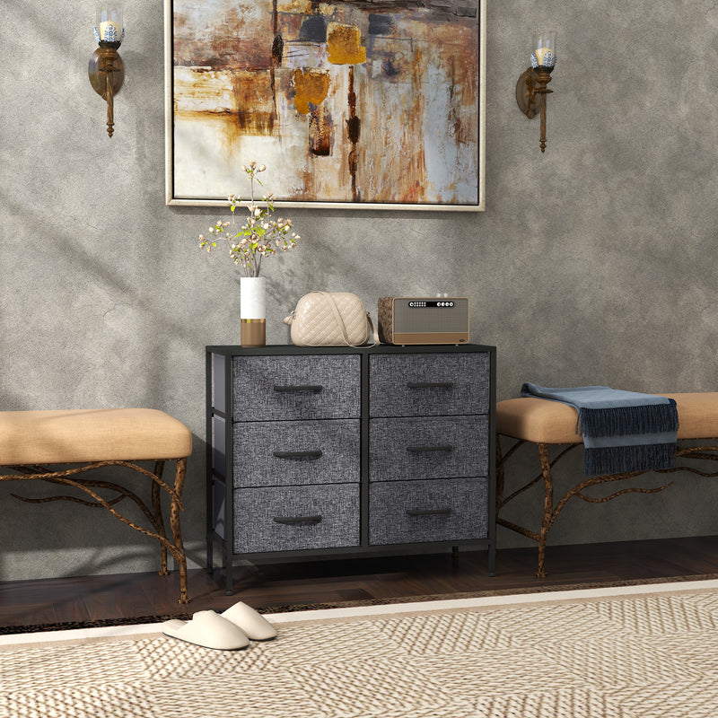 Black 6-drawer fabric chest – image 2