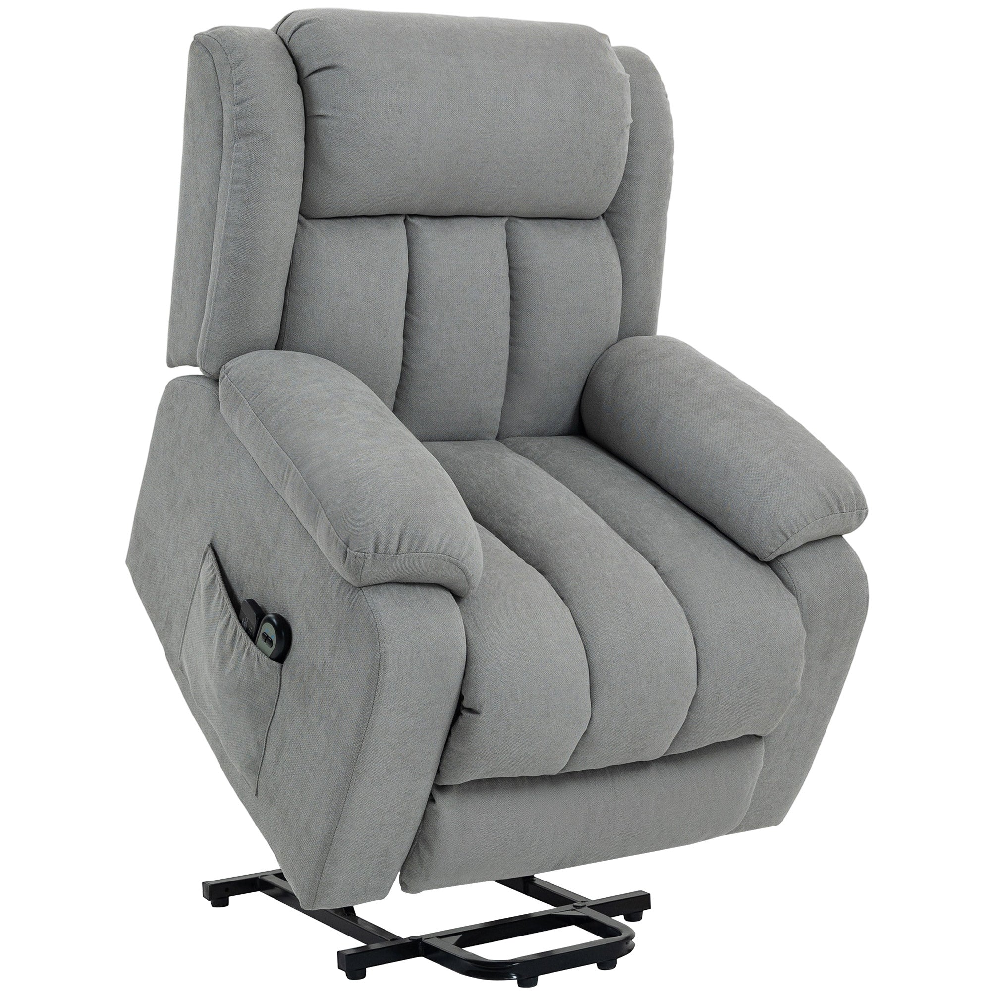 Power Lift Recliner Chair with Vibration Massage, Lift Chair for Elderly with Footrest, Remote, Side Pocket, Light Grey