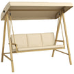 Beige 3-seater garden swing seat with tilting canopy and washable seat and back cushions