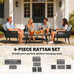 4-piece wide-seat rattan set, black – image 5