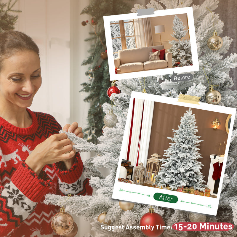 6ft snow-flocked Christmas tree – image 7