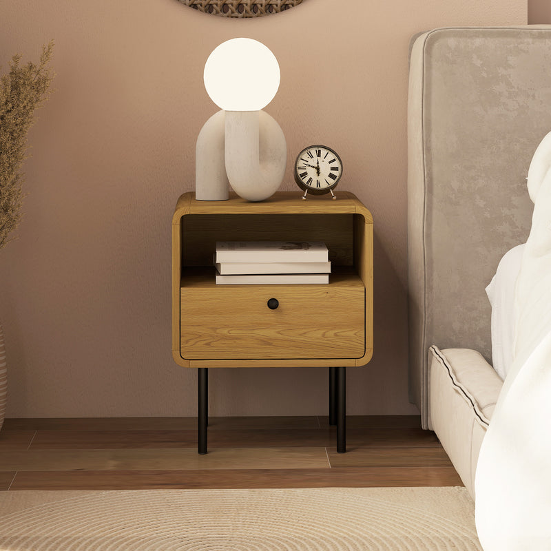 Bedside table with drawer and open shelf – image 9