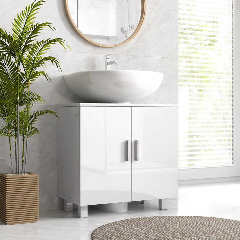 High gloss white under sink cabinet – image 10