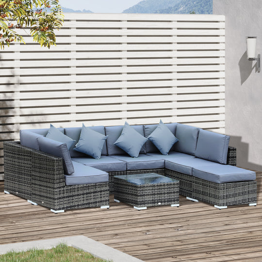 8-piece grey rattan corner sofa set – image 2