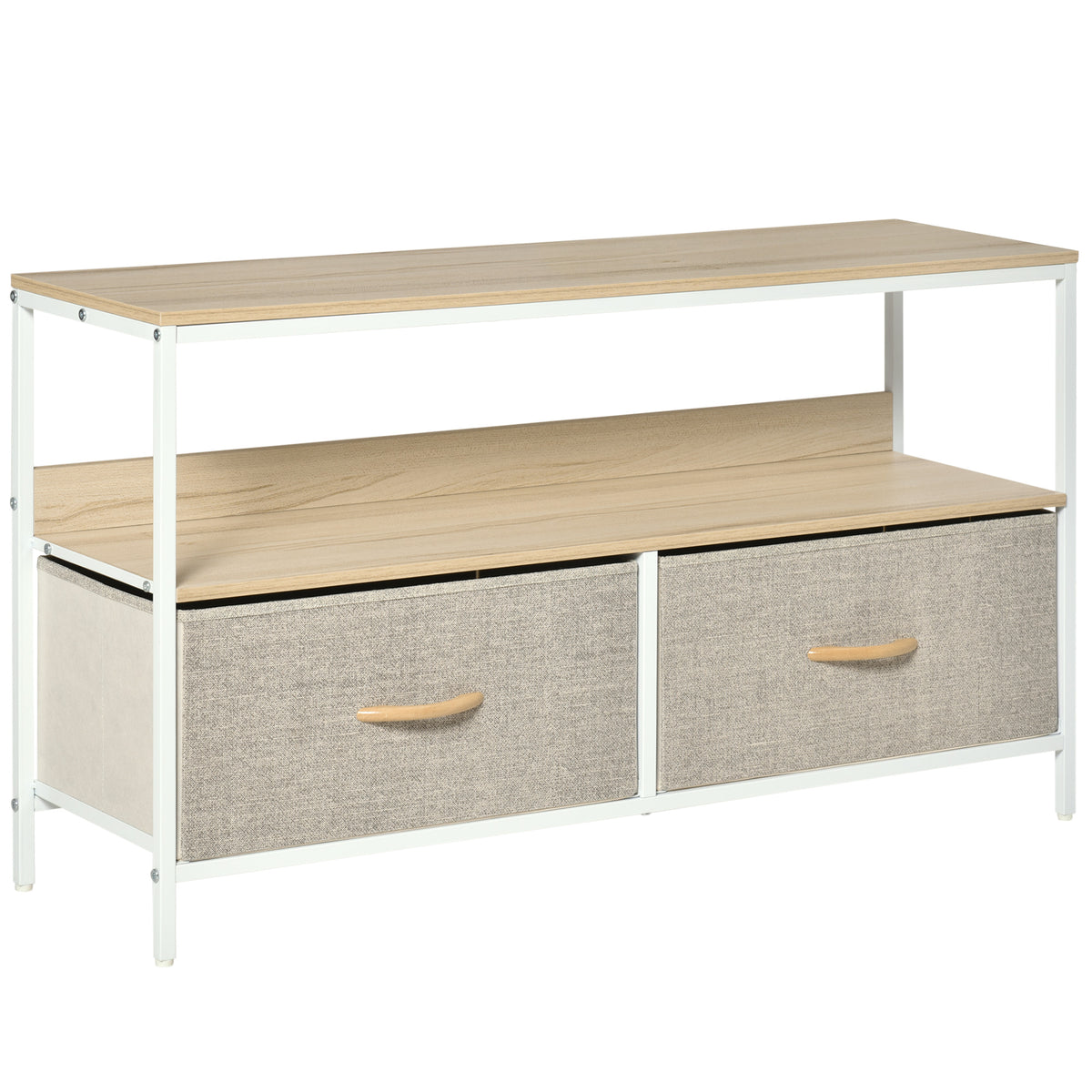 98 cm TV Stand with 2 Foldable Fabric Drawers – Maple