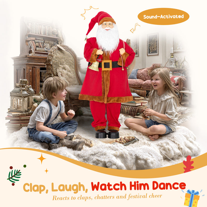 Santa figure shown singing and moving