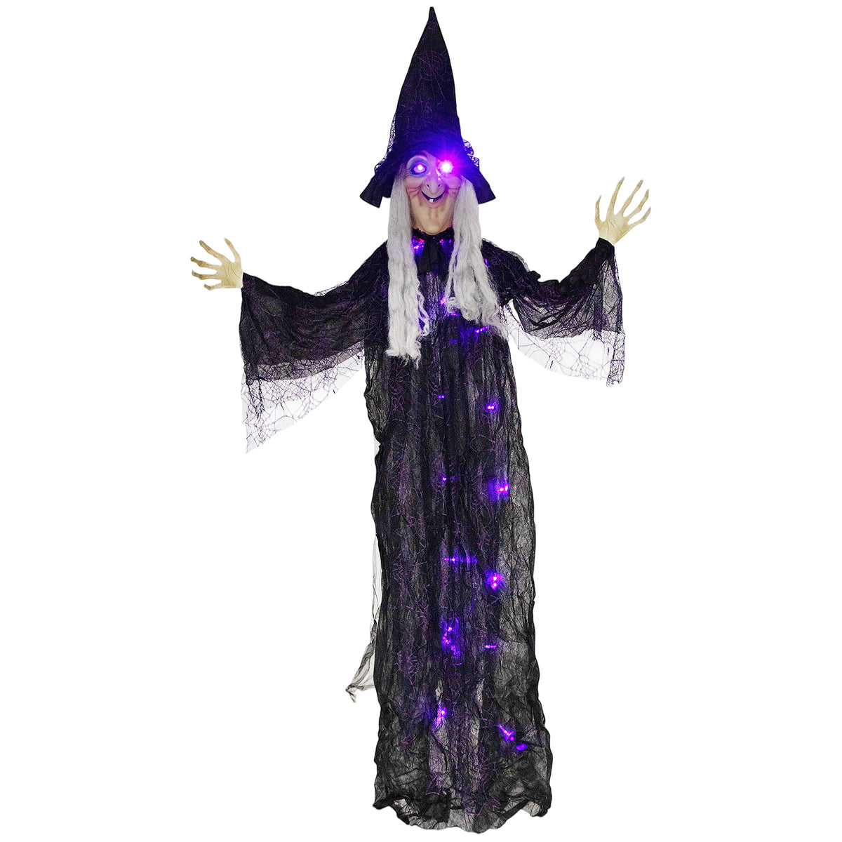 183cm Hanging Witch with Purple LED Lights & Sound – image 1 of 9