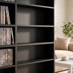 1032 CD/594 DVD Storage Unit, Blu-ray Media Storage Shelf with 24 Compartments and 18 Adjustable Shelves, Black