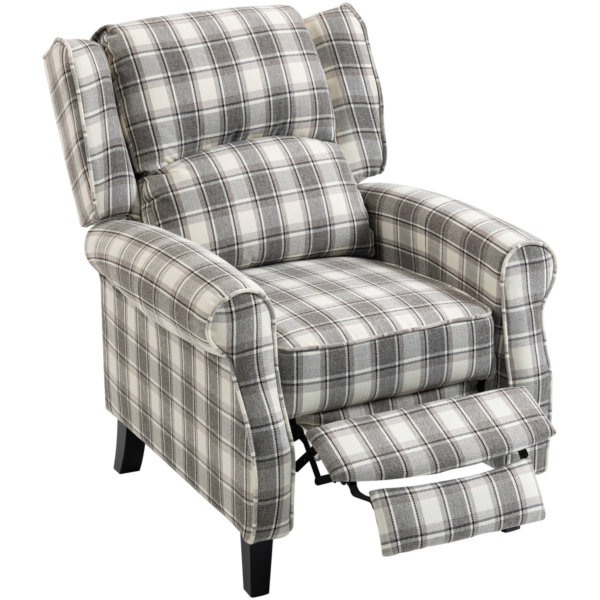 160° Recliner Armchair with Footrest – Grey & White