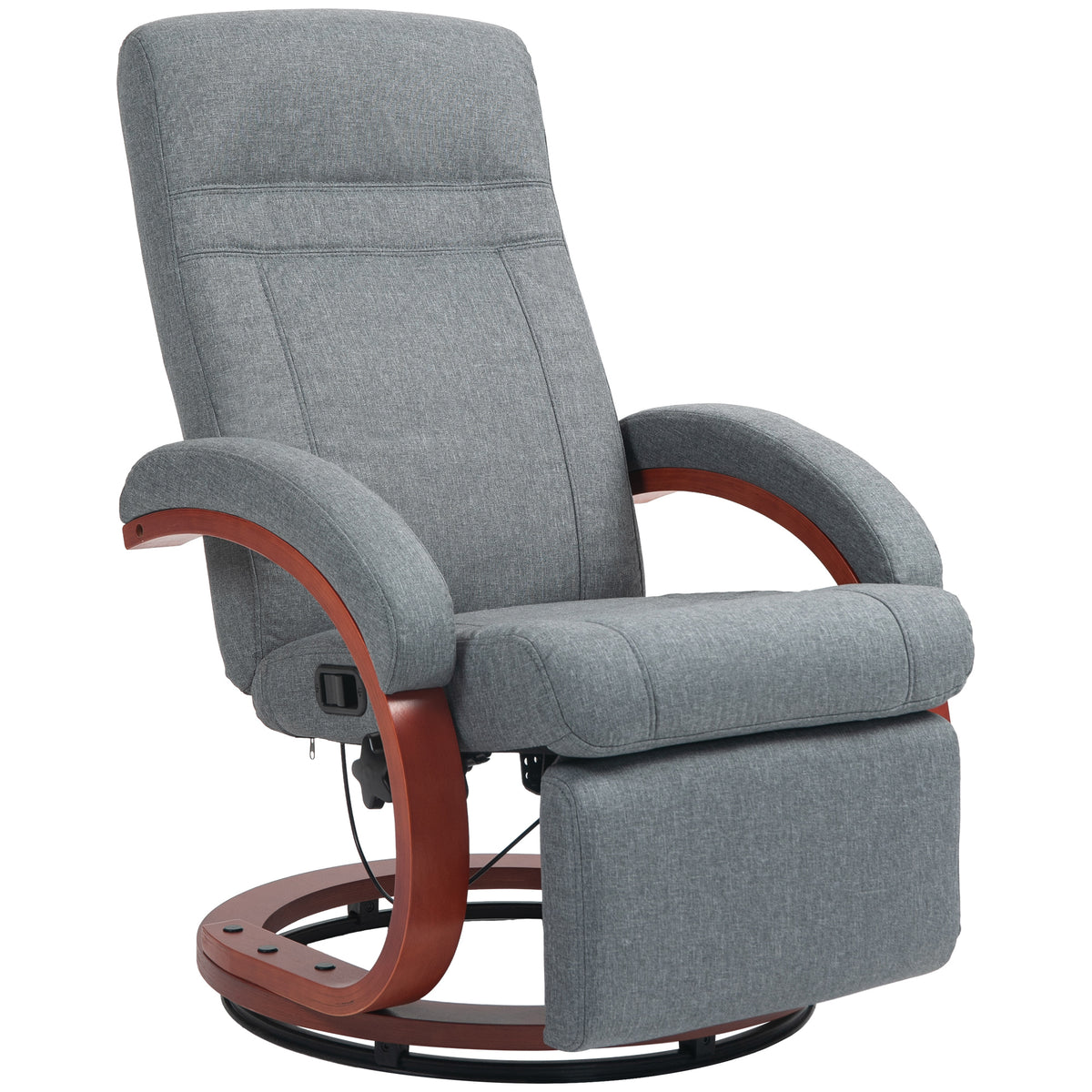 135° Linen Swivel Recliner Chair with Footrest – Grey