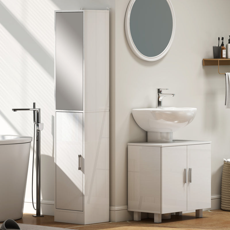 High gloss white under sink cabinet – image 8