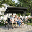 Outsunny 3 Seater Canopy Swing Chair, 2 in 1 Garden Swing Seat Bed, with Adjustable Canopy and Metal Frame, Black – view 8