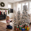 Set of 3 pre-lit flocked pencil trees, PE tips – image 8