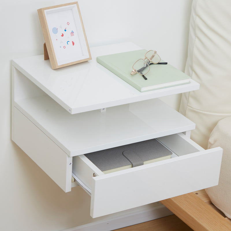 Floating gloss white bedside tables – image 7