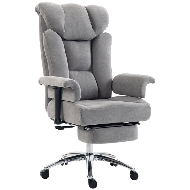 HOMCOM 250 kg Big and Tall Massage Office Chair with Heat, High Back, Height Adjustable Linen Executive Desk Chair, Grey