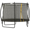 8ft black outdoor trampoline with enclosure net, padded curved poles and spring cover