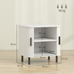 HOMCOM Nightstand with Sliding Doors and Metal Legs White Wood Effect – view 3