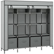 Large dark grey 166 cm fabric wardrobe with ten compartments, two hanging areas and four drawers