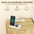 HOMCOM Modern Fluted Nightstand Set of 2, Bedside Table with Charging Station, Drawer and Open Shelf for Bedroom, Oak – view 4