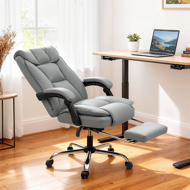 HOMCOM 155° Reclining Faux Leather Swivel Office Chair -Black – view 2