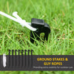 Ground stakes and tether ropes for securing the inflatable